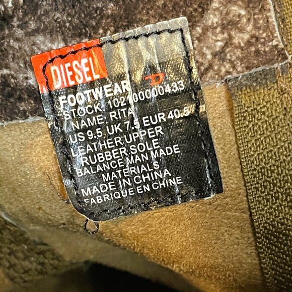 DIESEL "Rita" Women's Brown Leather Ankle Boots Size 9.5 Distressed Look - Picture 8 of 8